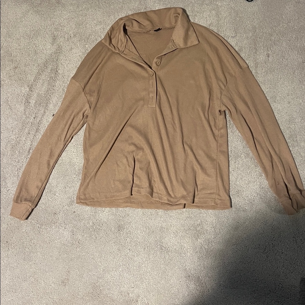 size medium waffle knit quarter zip top